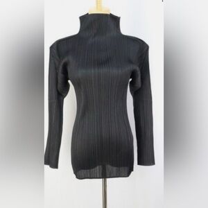 Black Ribbed Long Sleeve Top